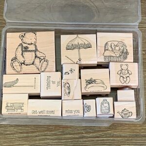 Stampin’ Up! Rubber Stamp Set Bow Bear Set of 16